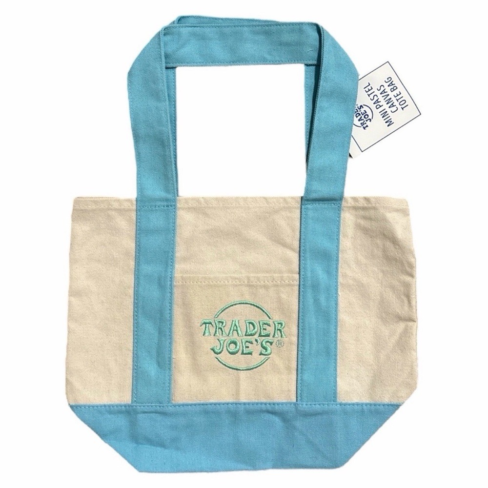 TRADER JOE'S Mini Pastel Canvas Tote Bag NWT